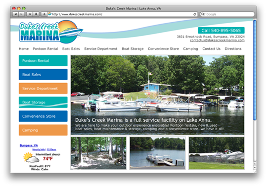 Duke's Creek Marina website design